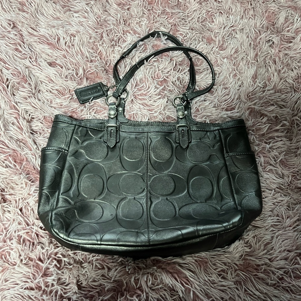 Silver Coach Shoulder Purse